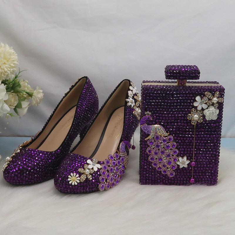 Crystal Bridal Wedding Shoes And Bag Set Bennys Beauty World