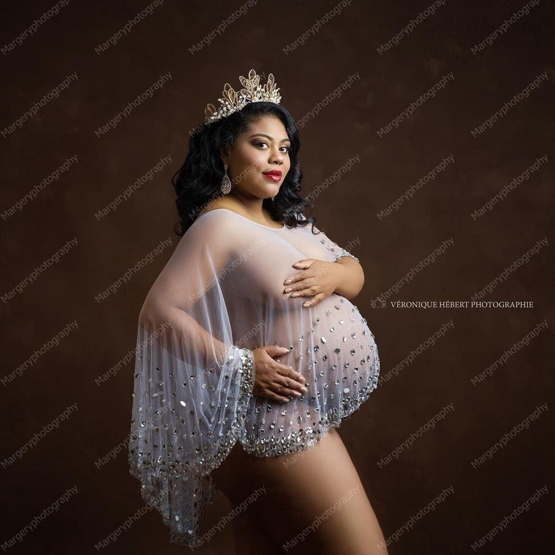 Crystal Maternity Tops Tulle Custom Made Beaded Plus Size Sexy