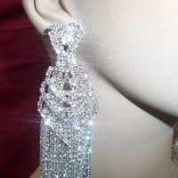 Crystal Rhinestone Long Tassel Heart Drop Dangle Big Earrings For Women Bennys Beauty World