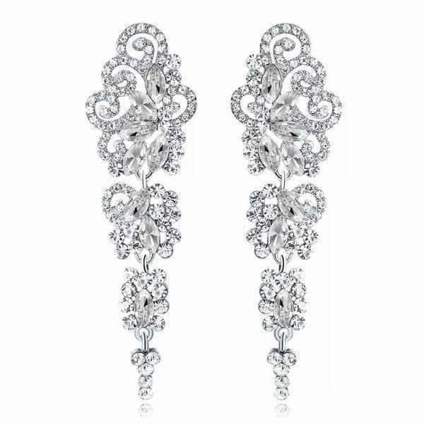 Crystal Silver Color Bridal/Party Earrings Bennys Beauty World