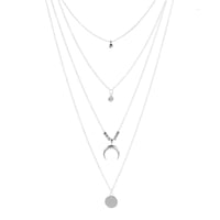 Crystal Zircon Heart Star Charm Layered Pendant Necklace Bennys Beauty World