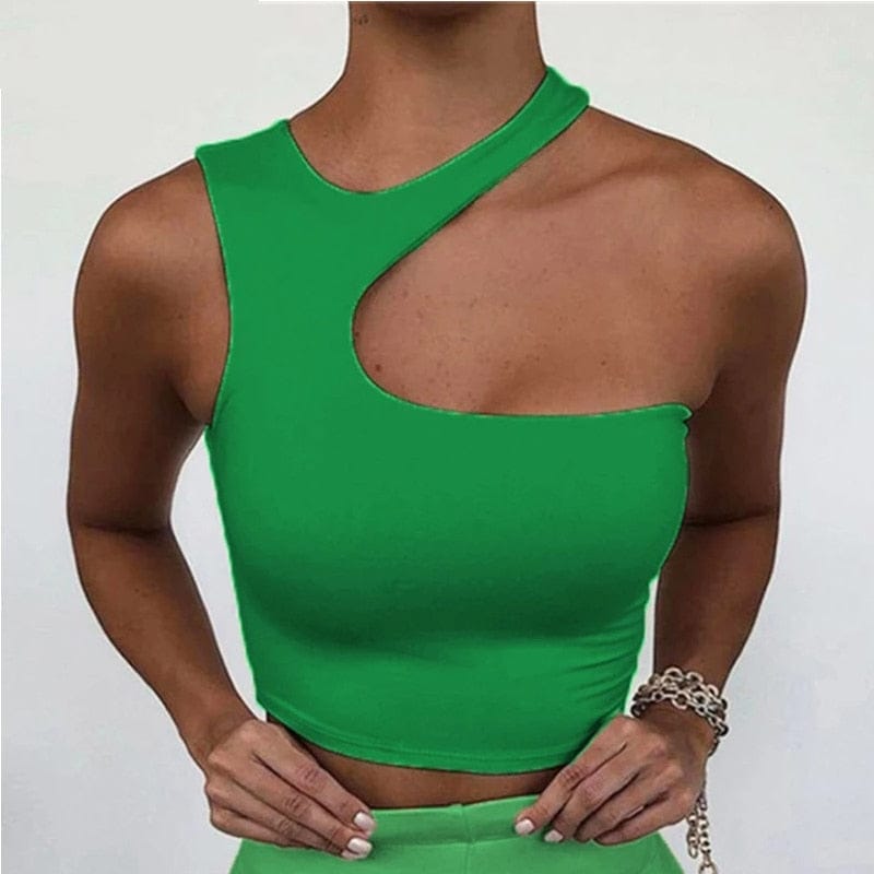 Cut Out Sexy Crop Off Shoulder Solid 2022 Skinny Sport Short Tops