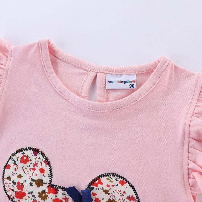 Cute Girls Clothes Sets Floral Cartoon Kids Ruffle Sleeve Tank Top and Skirt Bennys Beauty World