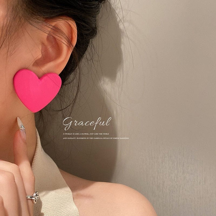 Cute Korean Heart Earrings New Boho  Heart Stud Earrings Bennys Beauty World