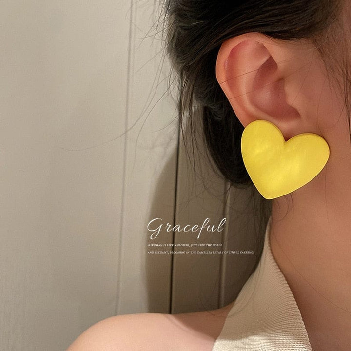 Cute Korean Heart Earrings New Boho  Heart Stud Earrings Bennys Beauty World