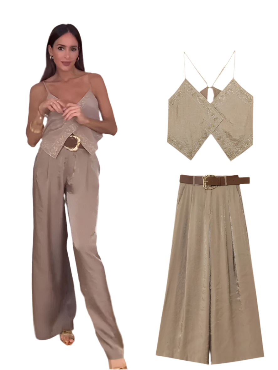 Women's Summer V-Neck Sling Top – Light Brown Sleeveless Camisole-Outfit Set-Bennys Beauty World
