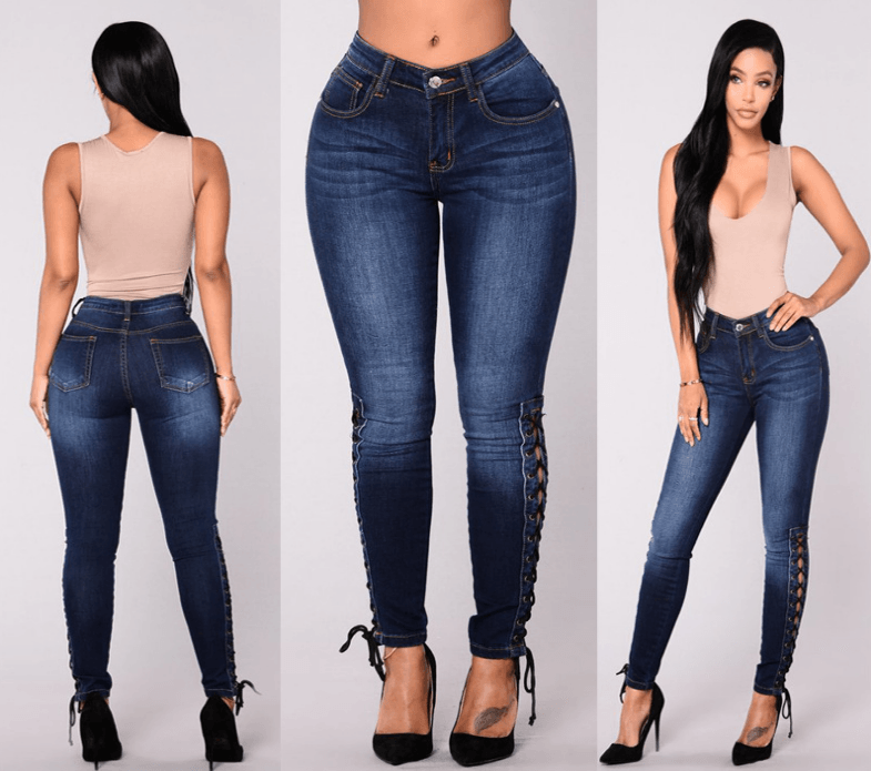 Dark jeans female European and American fashion women's European station feet pants women Bennys Beauty World