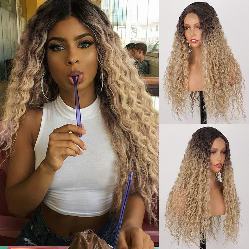 Deep Curly Synthetic Ombre Lace Wigs Bennys Beauty World