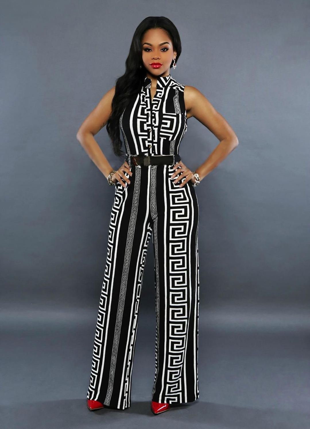 Design Printed Straight Pant Jumpsuit For Women Bennys Beauty World