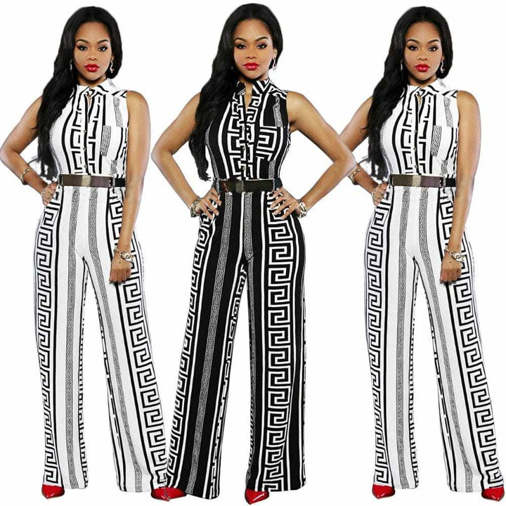 Design Printed Straight Pant Jumpsuit For Women Bennys Beauty World