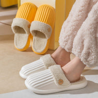 Detachable Slippers Stripe Design Winter House Shoes For Women Bennys Beauty World