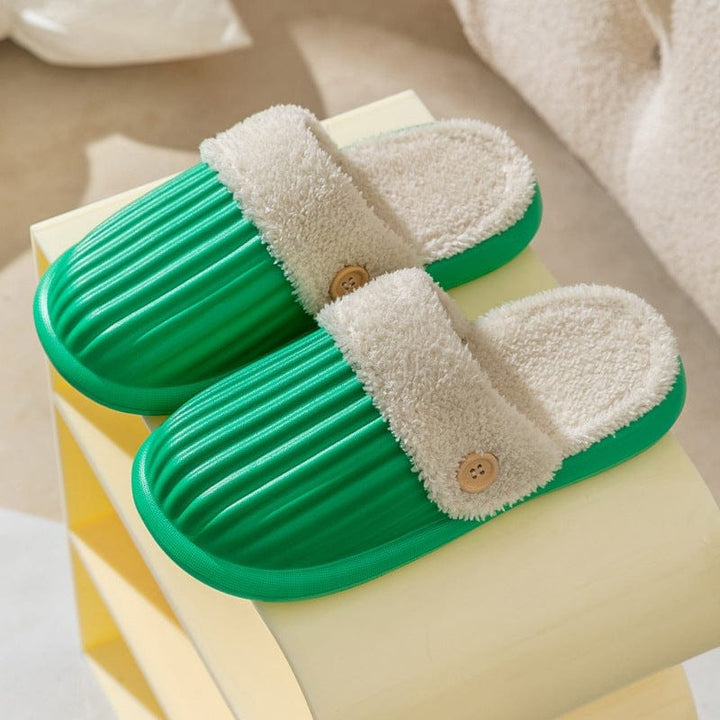 Detachable Slippers Stripe Design Winter House Shoes For Women Bennys Beauty World