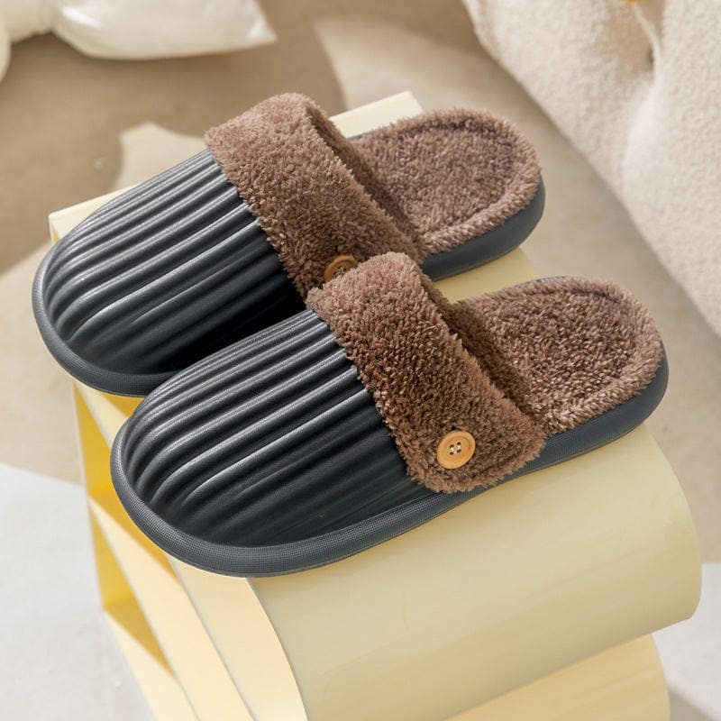 Detachable Slippers Stripe Design Winter House Shoes For Women Bennys Beauty World