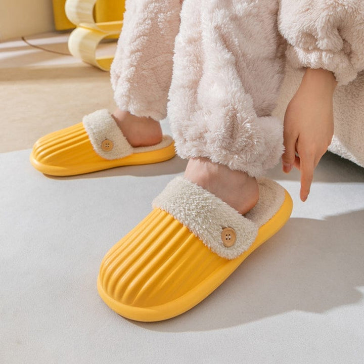 Detachable Slippers Stripe Design Winter House Shoes For Women Bennys Beauty World