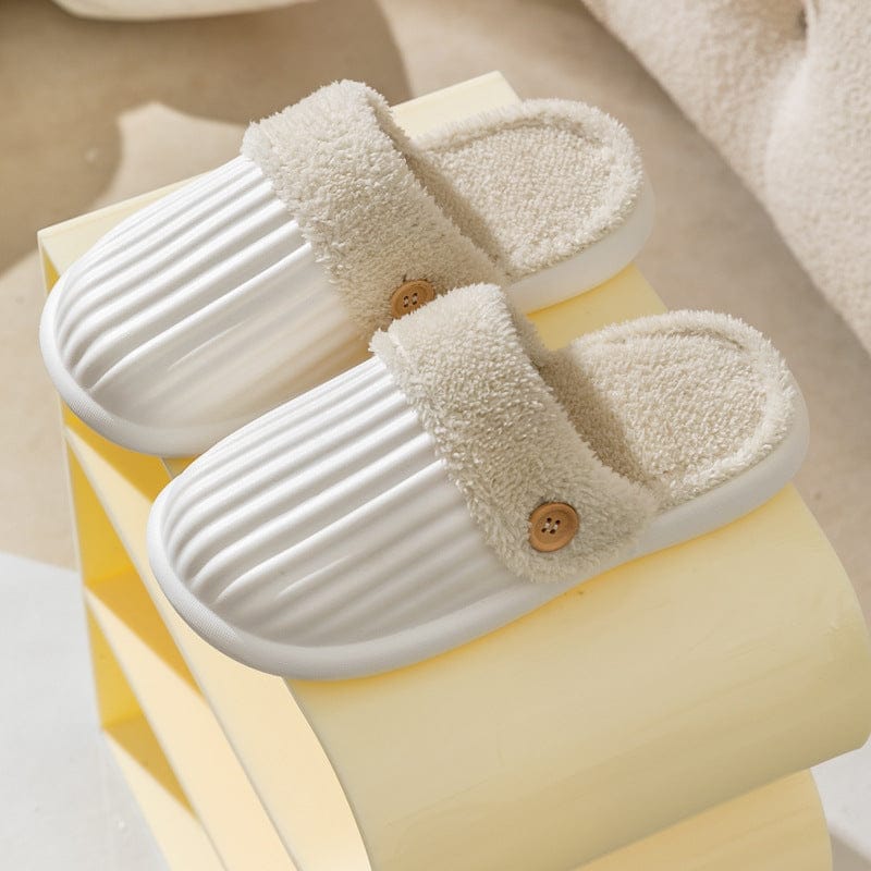 Detachable Slippers Stripe Design Winter House Shoes For Women Bennys Beauty World