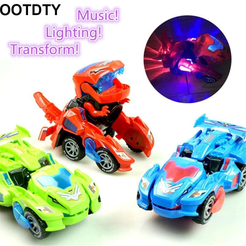 Dinosaur LED Car Automatic Dinosaur Transformer Toy Car for Kids 3+ Years Old Bennys Beauty World