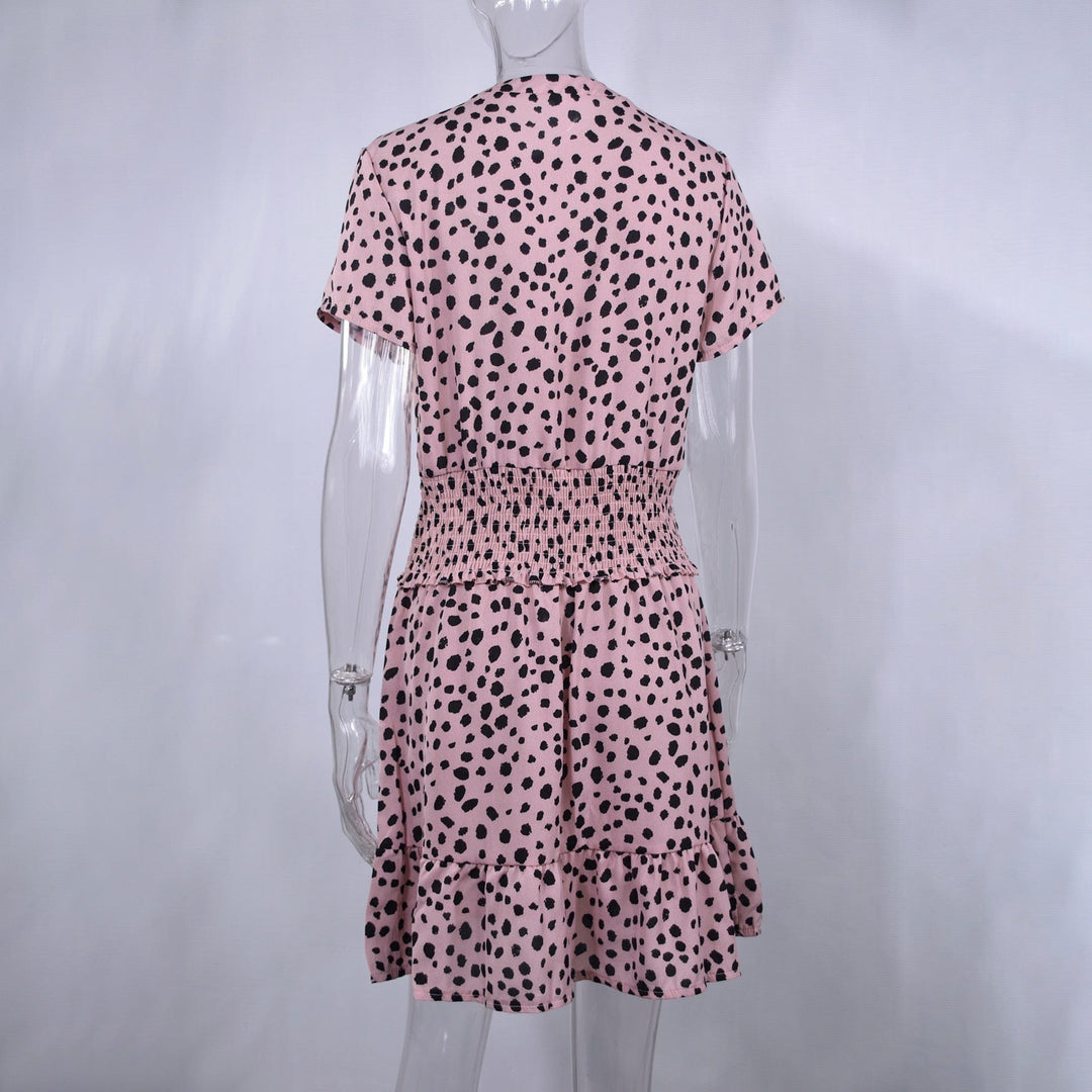 Dress Women Leopard Casual Black Summer Ruffle Mini Dresses Bennys Beauty World