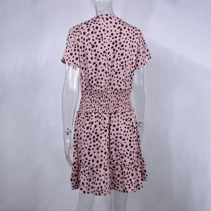 Dress Women Leopard Casual Black Summer Ruffle Mini Dresses Bennys Beauty World