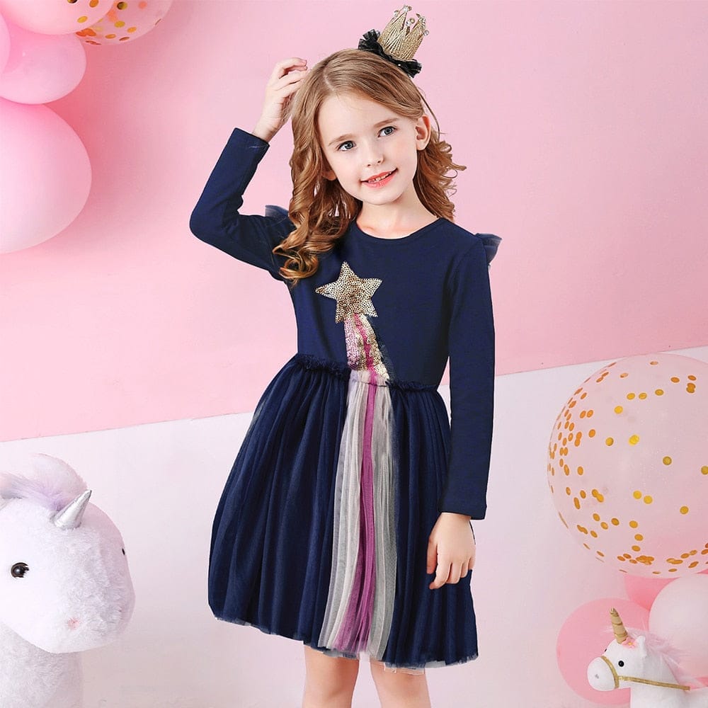 Dresses for Girls Star Sequins Princess Dress Bennys Beauty World