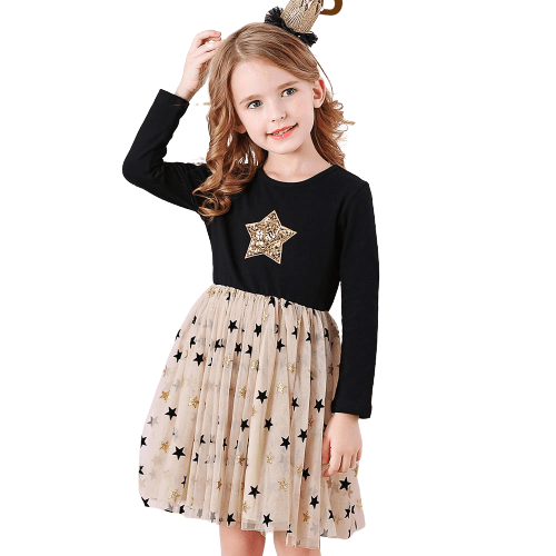 Dresses for Girls Star Sequins Princess Dress Bennys Beauty World