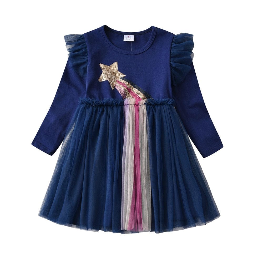 Dresses for Girls Star Sequins Princess Dress Bennys Beauty World