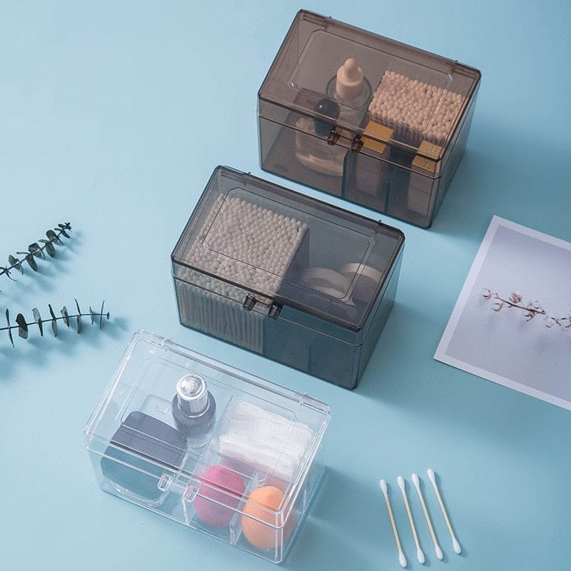 Dustproof Plastic Makeup Organizer for Cotton Pads/Swab/Beauty Egg Storage Box with Lid Lipstick/Nail Polish Organizer Bennys Beauty World