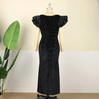 Elegant Black Glitter Fishtail Maxi Classy Birthday Women Evening Dress Bennys Beauty World