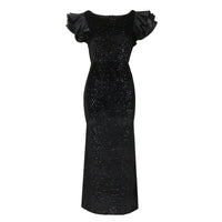 Elegant Black Glitter Fishtail Maxi Classy Birthday Women Evening Dress Bennys Beauty World