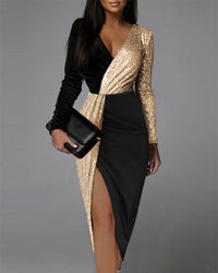 Elegant Black Luxury Dress Prom Sequins Cocktail Party Evening Dress Bennys Beauty World