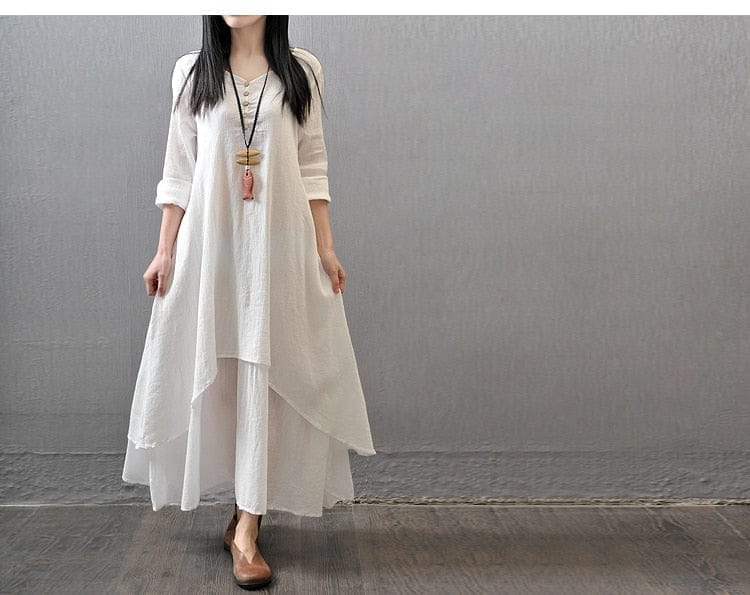 Elegant Cotton Linen Dresses for Women's  Casual Dress Plus Size Outfits BENNYS 