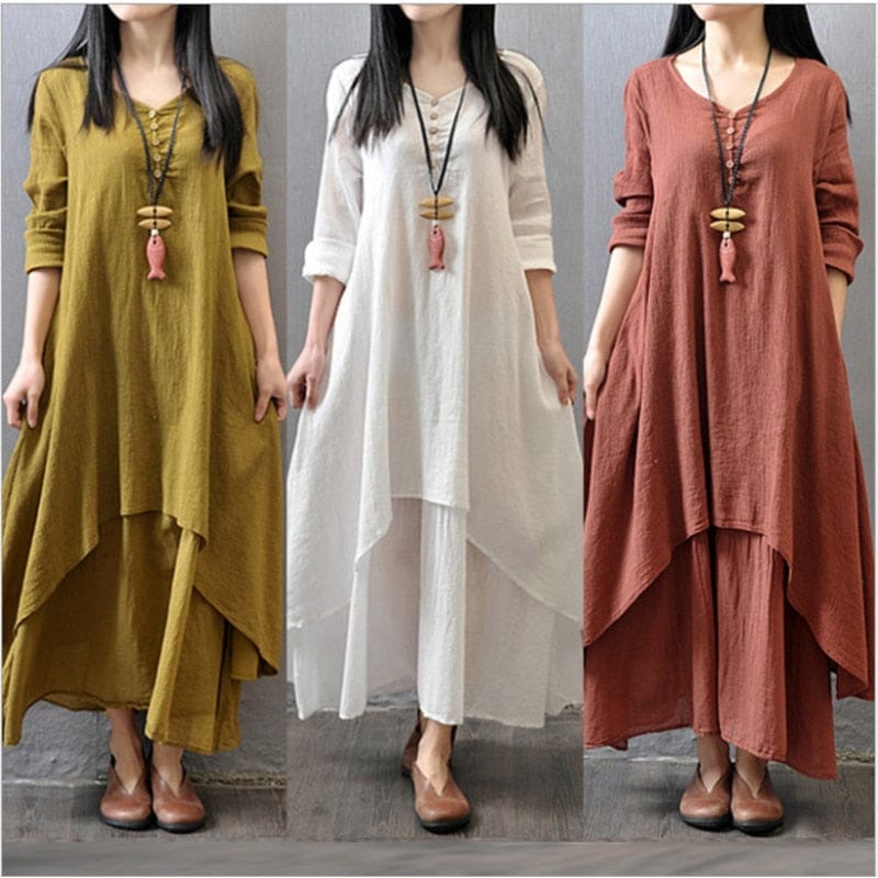 Elegant Cotton Linen Dresses for Women's  Casual Dress Plus Size Outfits BENNYS 