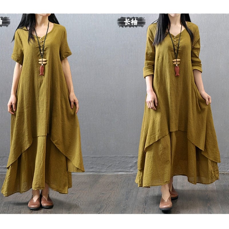 Elegant Cotton Linen Dresses for Women's  Casual Dress Plus Size Outfits Bennys Beauty World