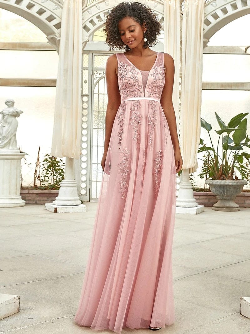 Blush pink dress sales long