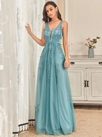 Elegant Evening Dresses Long Lace  Sleeveless Prom Dresses For Women Bennys Beauty World
