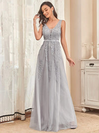 Elegant Evening Dresses Long Lace  Sleeveless Prom Dresses For Women Bennys Beauty World