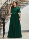 Elegant Evening Dresses O-Neck Sequin Tulle Floor Length Dresses for women Bennys Beauty World