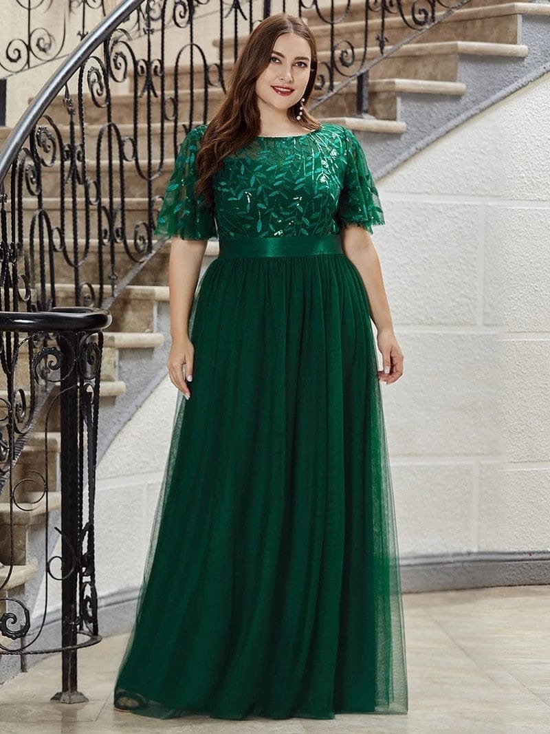 Floor length store dark green dress