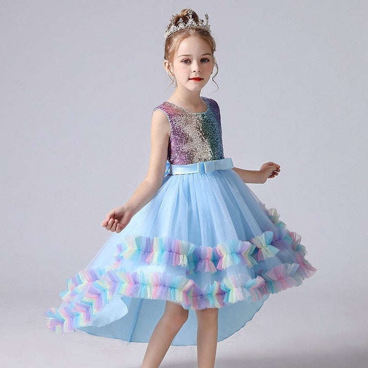 Elegant Girls Tailing Party Evening Dress Sequins Flower Girl Dress Bennys Beauty World