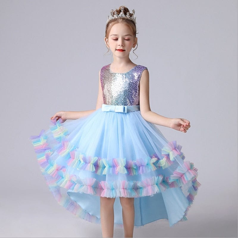 Elegant Girls Tailing Party Evening Dress Sequins Flower Girl Dress Bennys Beauty World