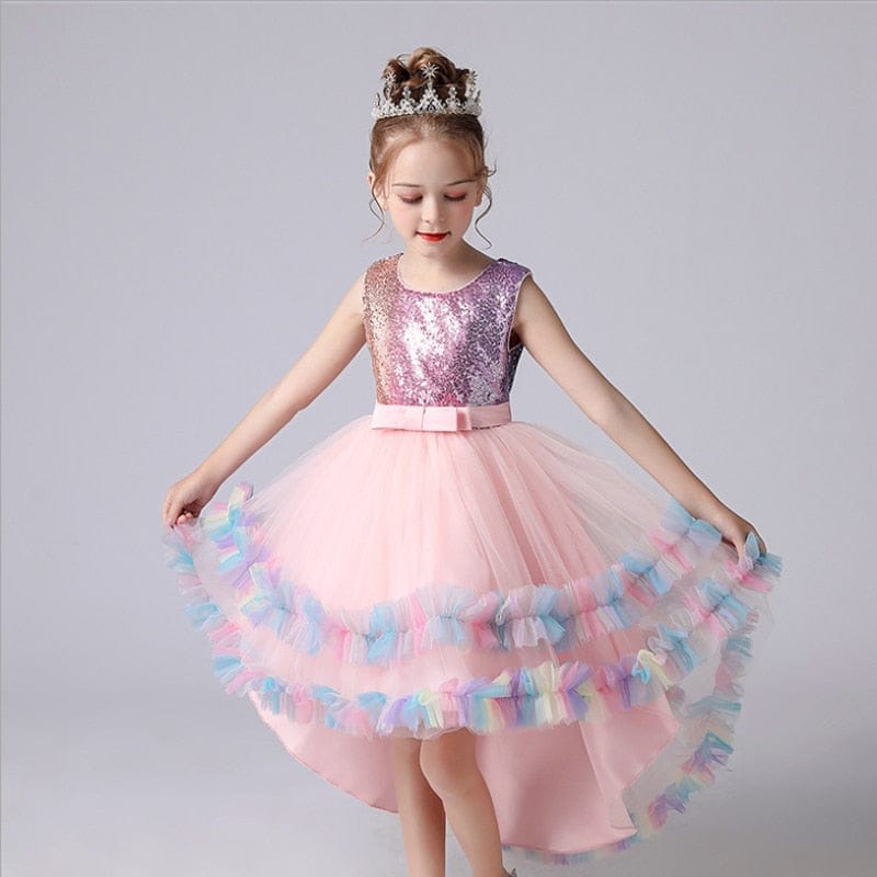 Elegant Girls Tailing Party Evening Dress Sequins Flower Girl Dress Bennys Beauty World