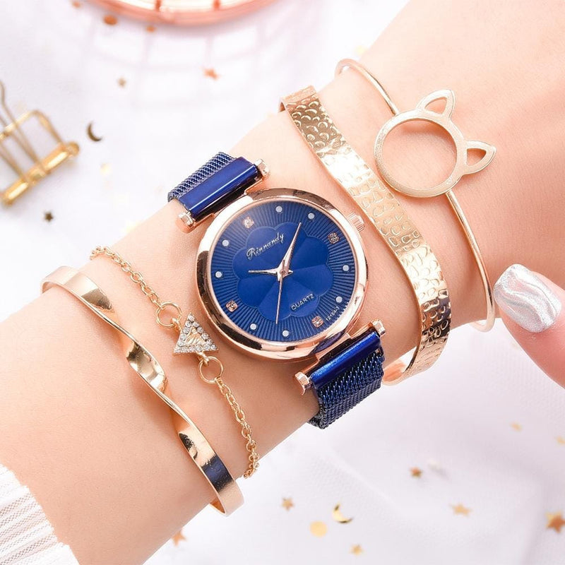 Elegant Lady Watches Bracelet Gift Wristwatch for Women 5 PCS Set Casual Fashion Watches Bennys Beauty World