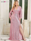 Elegant  Long V-Neck Long Sleeve Mermaid Floor-Length Dress BENNYS 