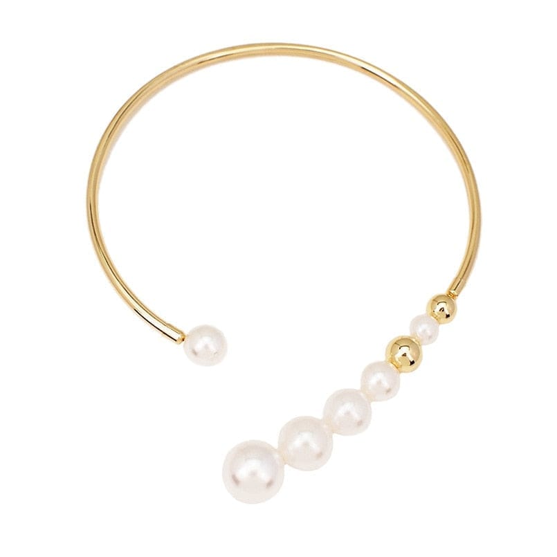 Elegant Metal Torques Simulated Pearl Choker Necklace For Women Bennys Beauty World