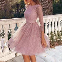 Elegant Party Evening Slim Hollow Lace Dress Bennys Beauty World