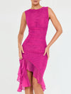 Elegant Ruffle Ruched Midi Dress For Women Bennys Beauty World