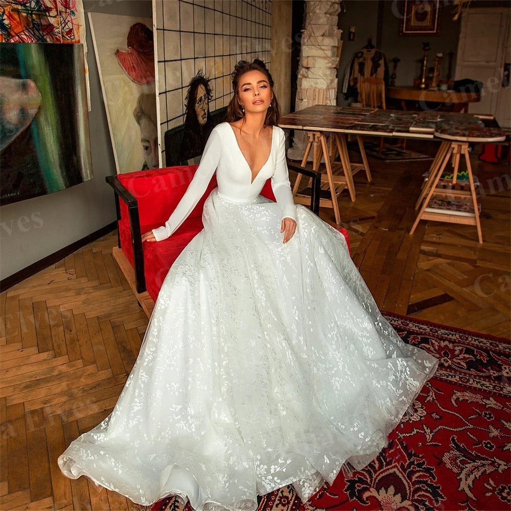 Elegant Satin A Line Wedding Dress For Women 2022 Bennys Beauty World