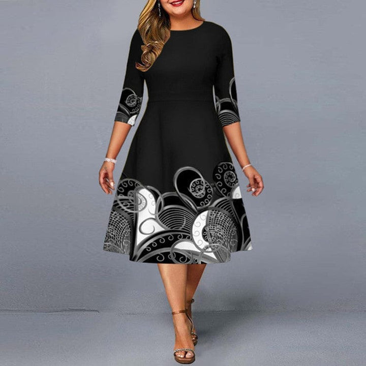 Elegant Temperament Hedging Print Midi Dress Bennys Beauty World