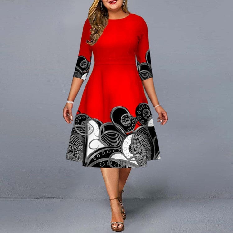 Elegant Temperament Hedging Print Midi Dress Bennys Beauty World