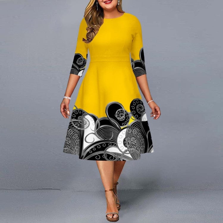 Elegant Temperament Hedging Print Midi Dress Bennys Beauty World