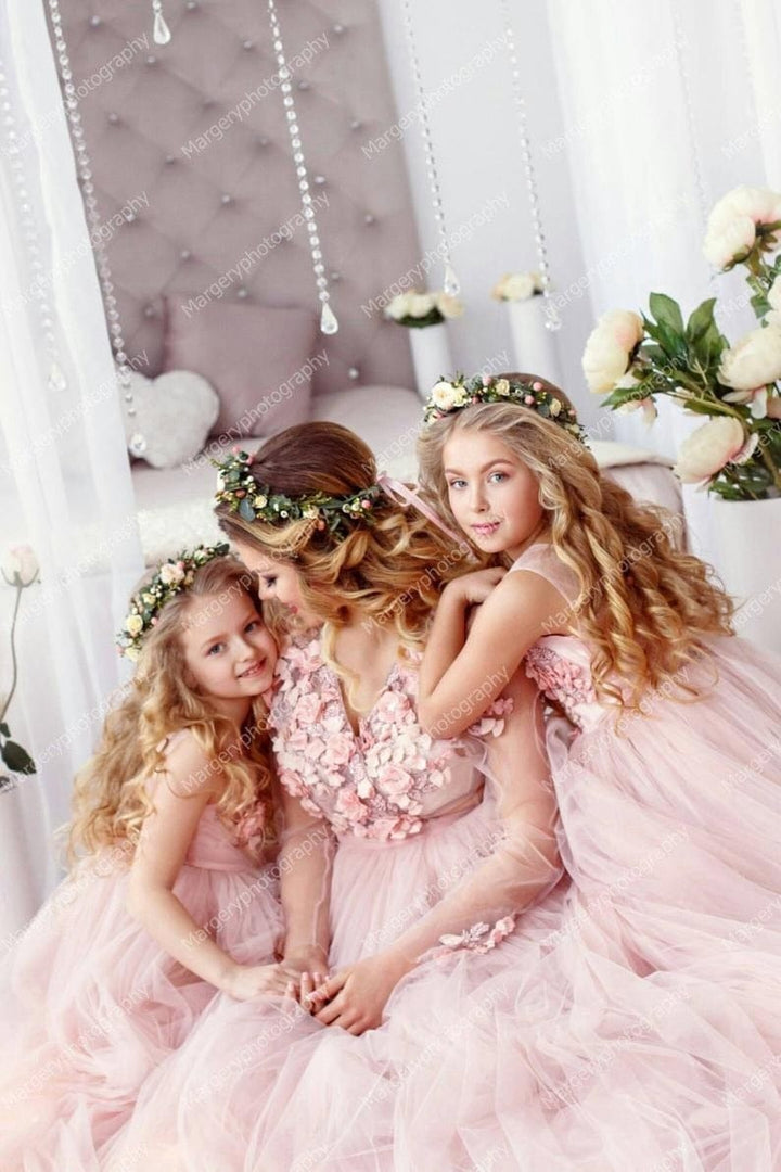 Elegant Tulle Lace Mother And Daughter Dresses Bennys Beauty World